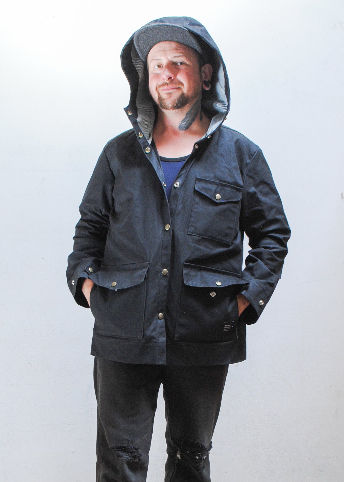 S+W Waxed Canvas Rain Jacket - Black