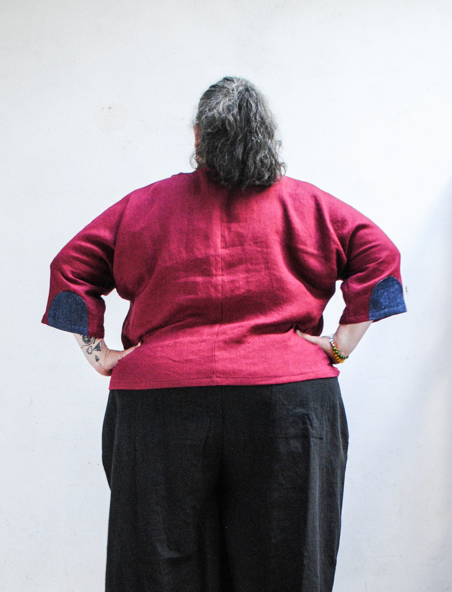Made To Order Elbow Shirt - Beet Red Linen