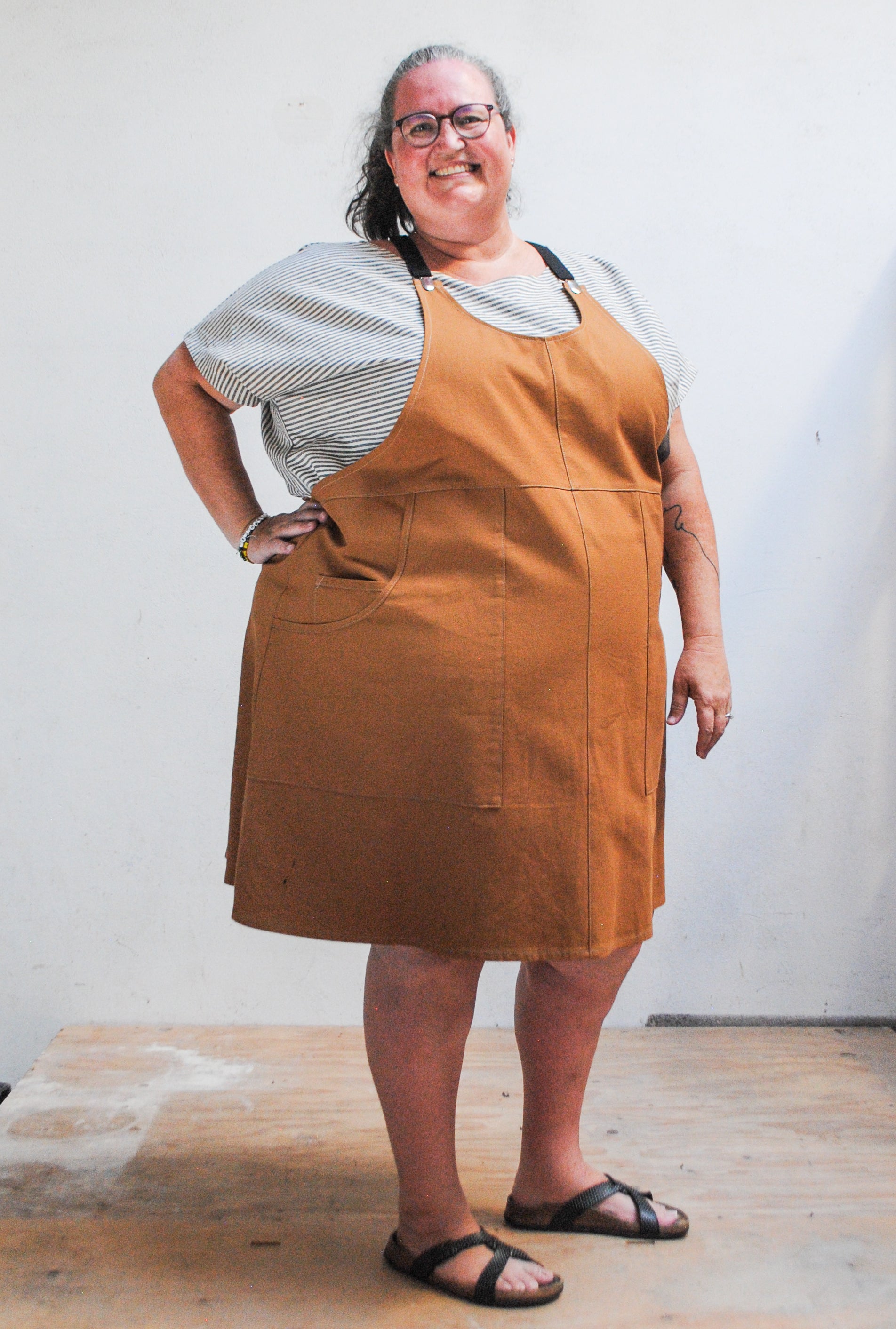 Caramel Canvas Suspender Dress - 5XL Caramel Canvas Suspender Dress - 5XL