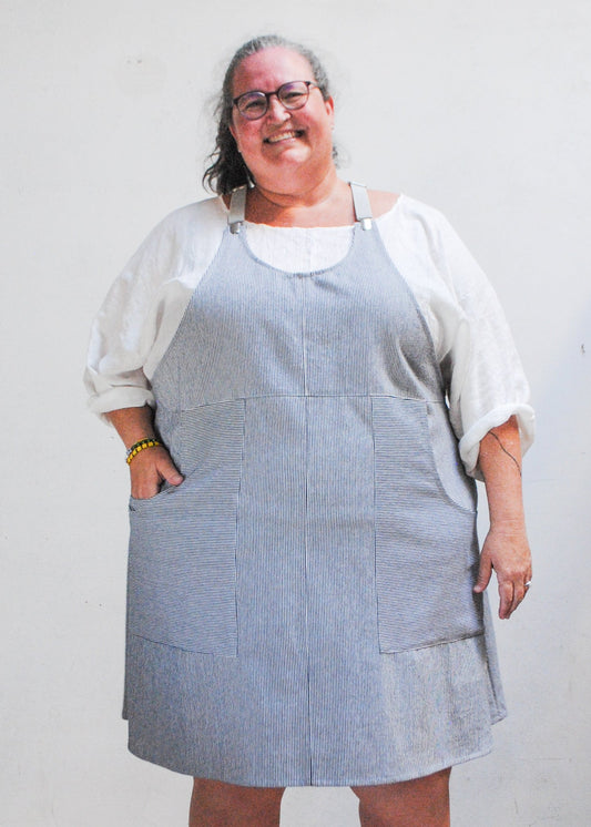 Railroad Stripe Suspender Dress
