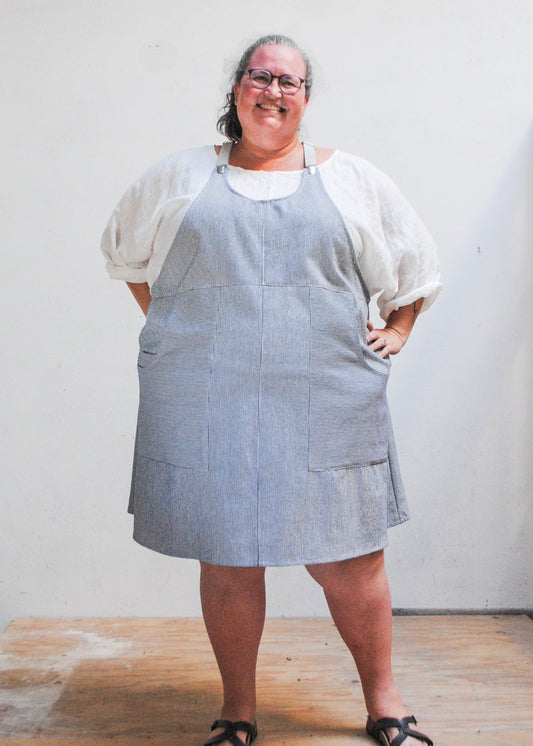 Railroad Stripe Suspender Dress