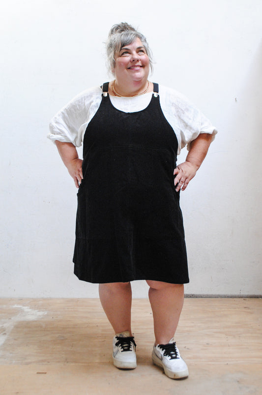 Black Corduroy Suspender Dress