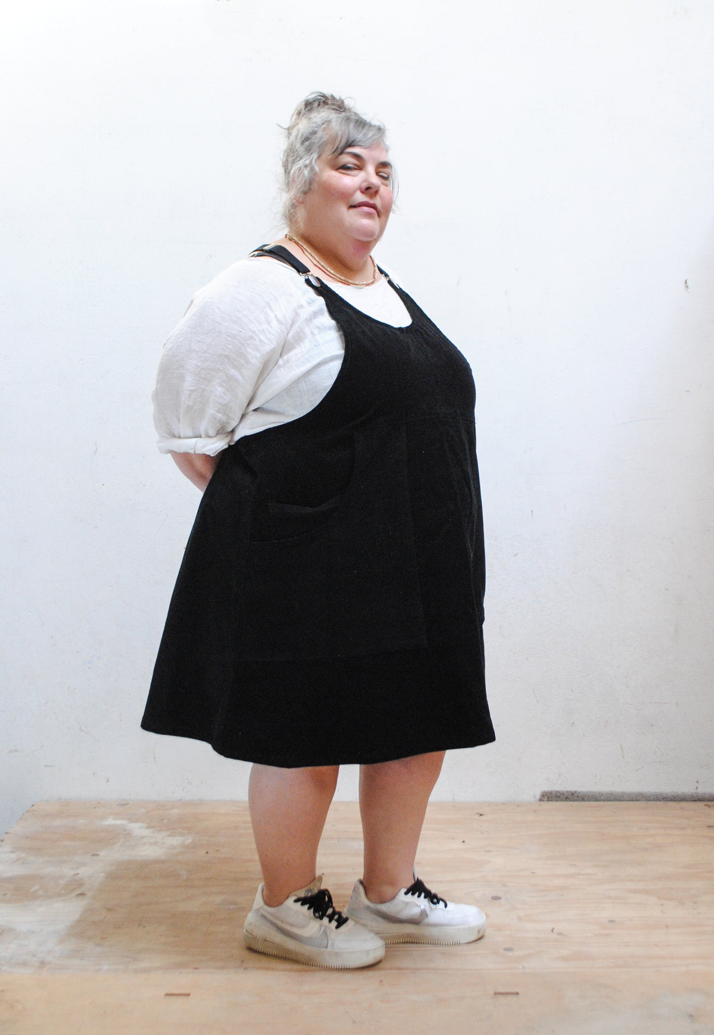 Black Corduroy Suspender Dress