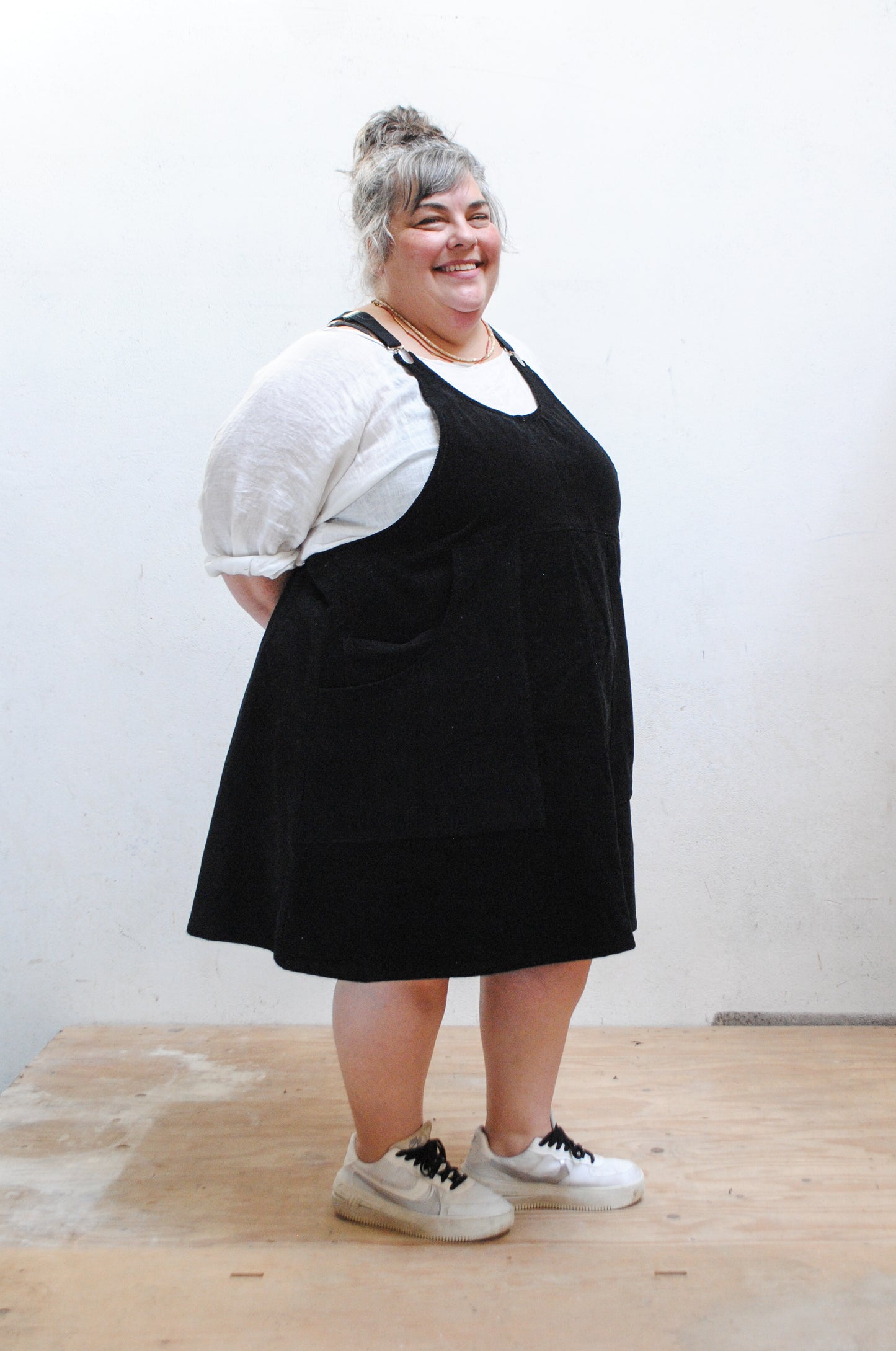 Black Corduroy Suspender Dress