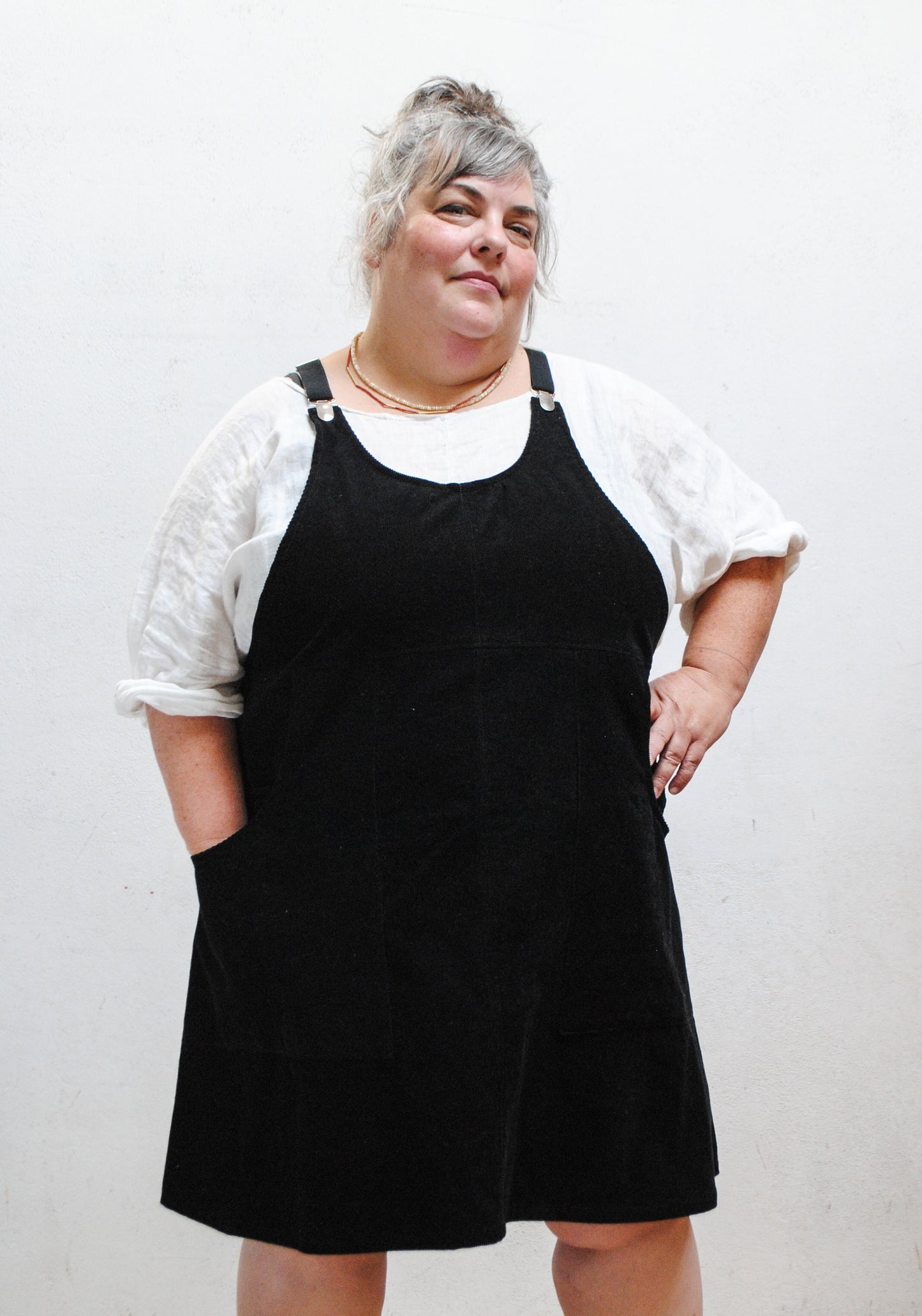Black Corduroy Suspender Dress