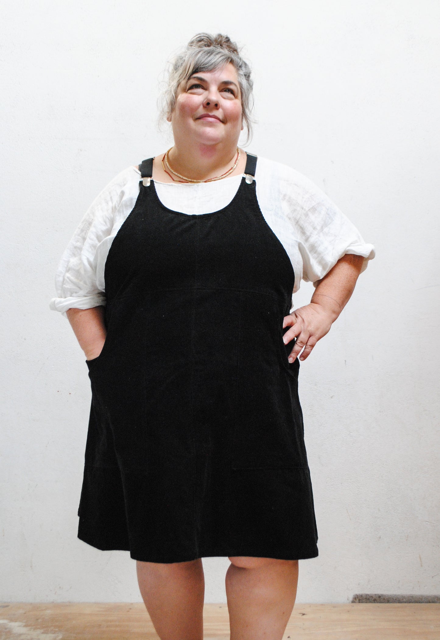 Black Corduroy Suspender Dress