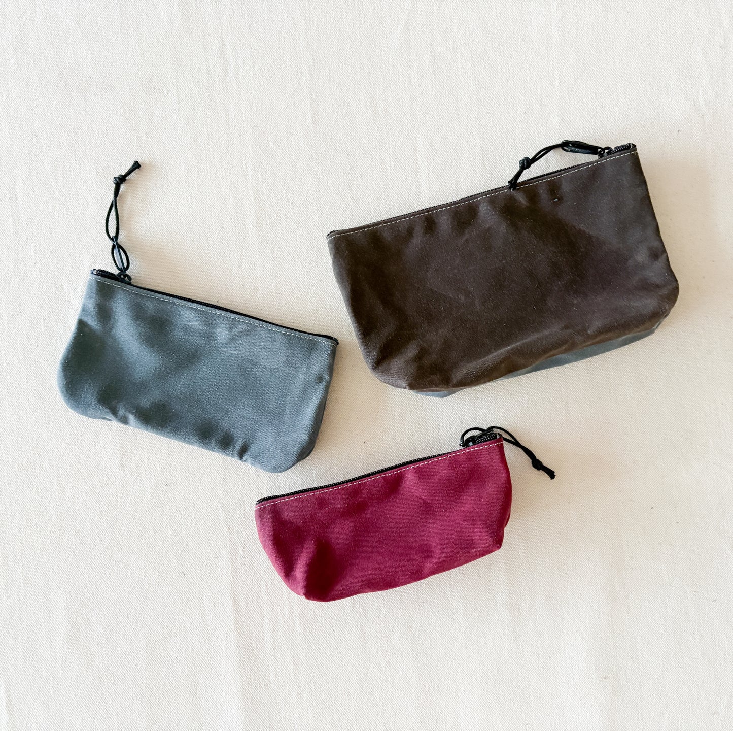 Waxed Canvas Zipper Pouches