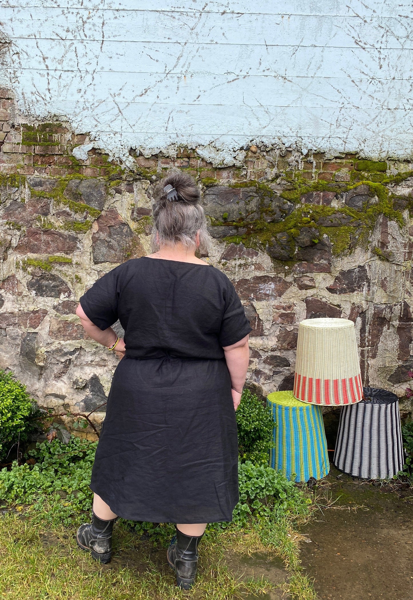 Made To Order Pocket Dress in Black Linen