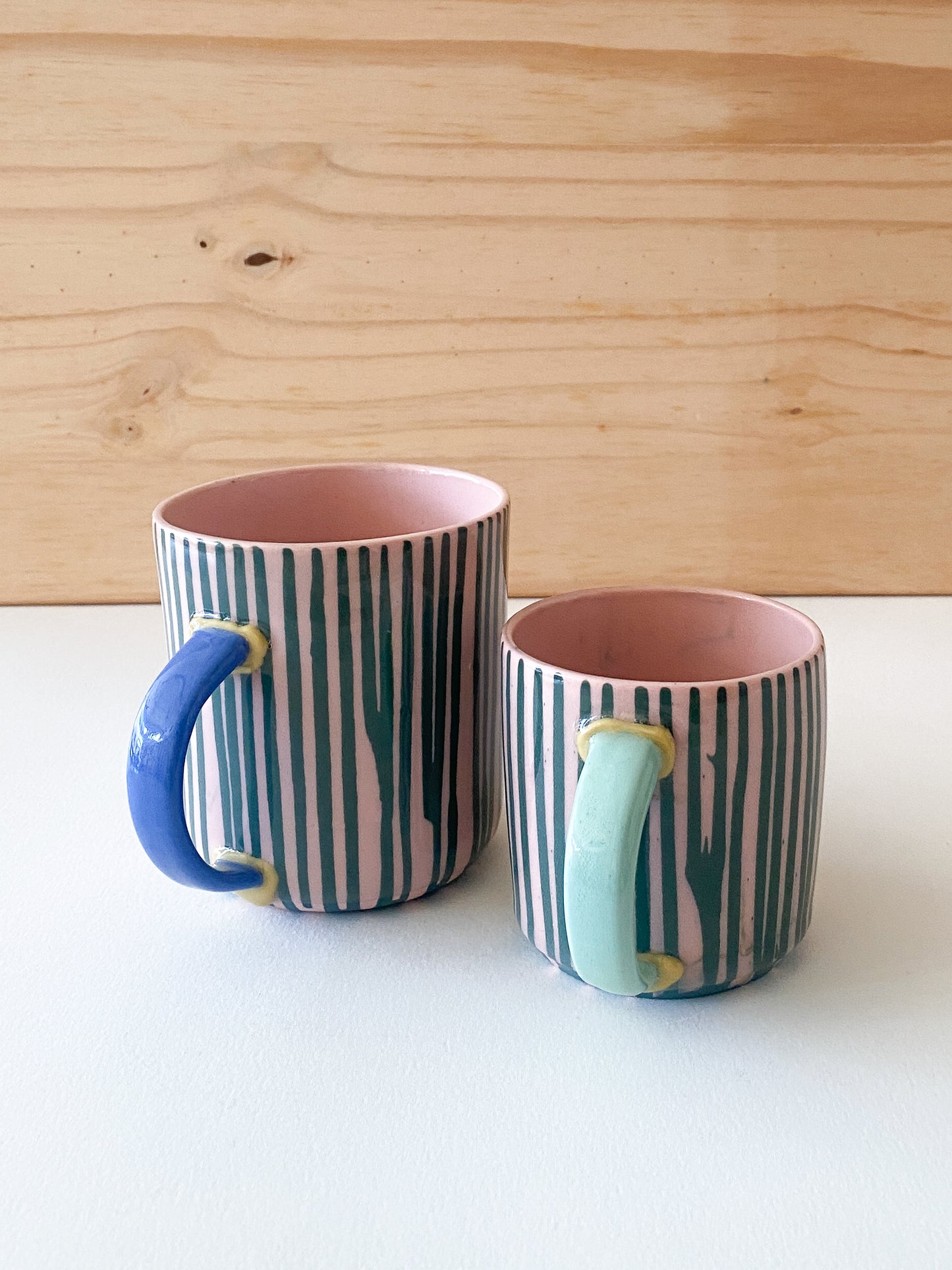 Pink and Dark Teal Drip Mugs