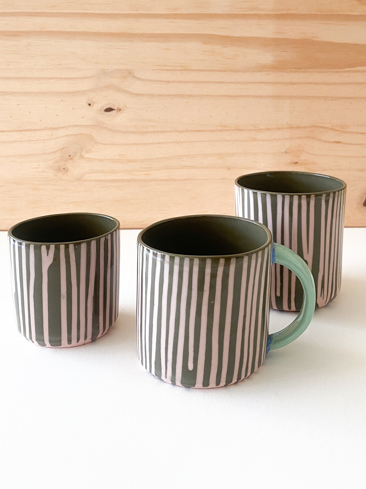 Moss and Pink Drip Cups