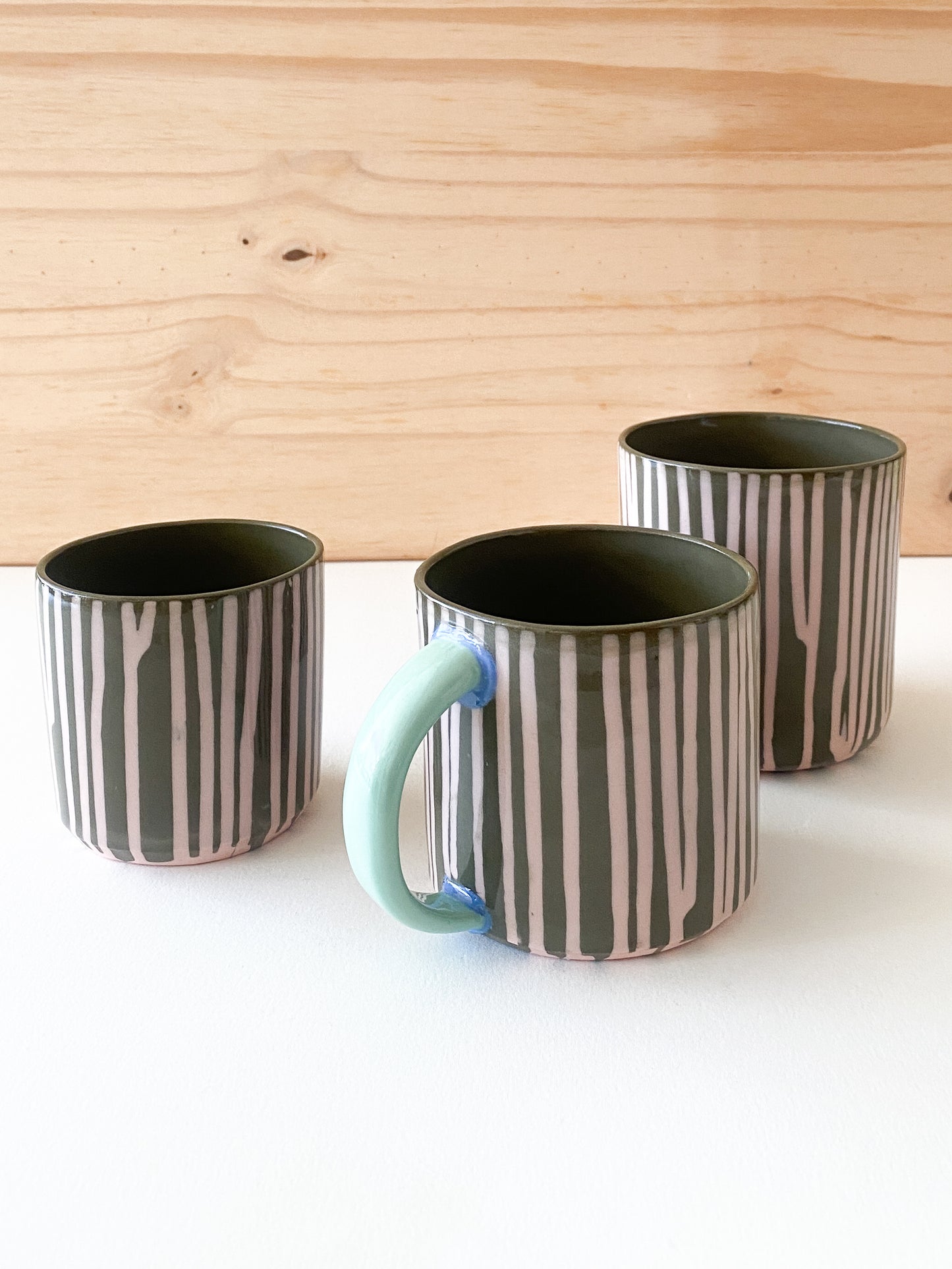 Moss and Pink Drip Cups