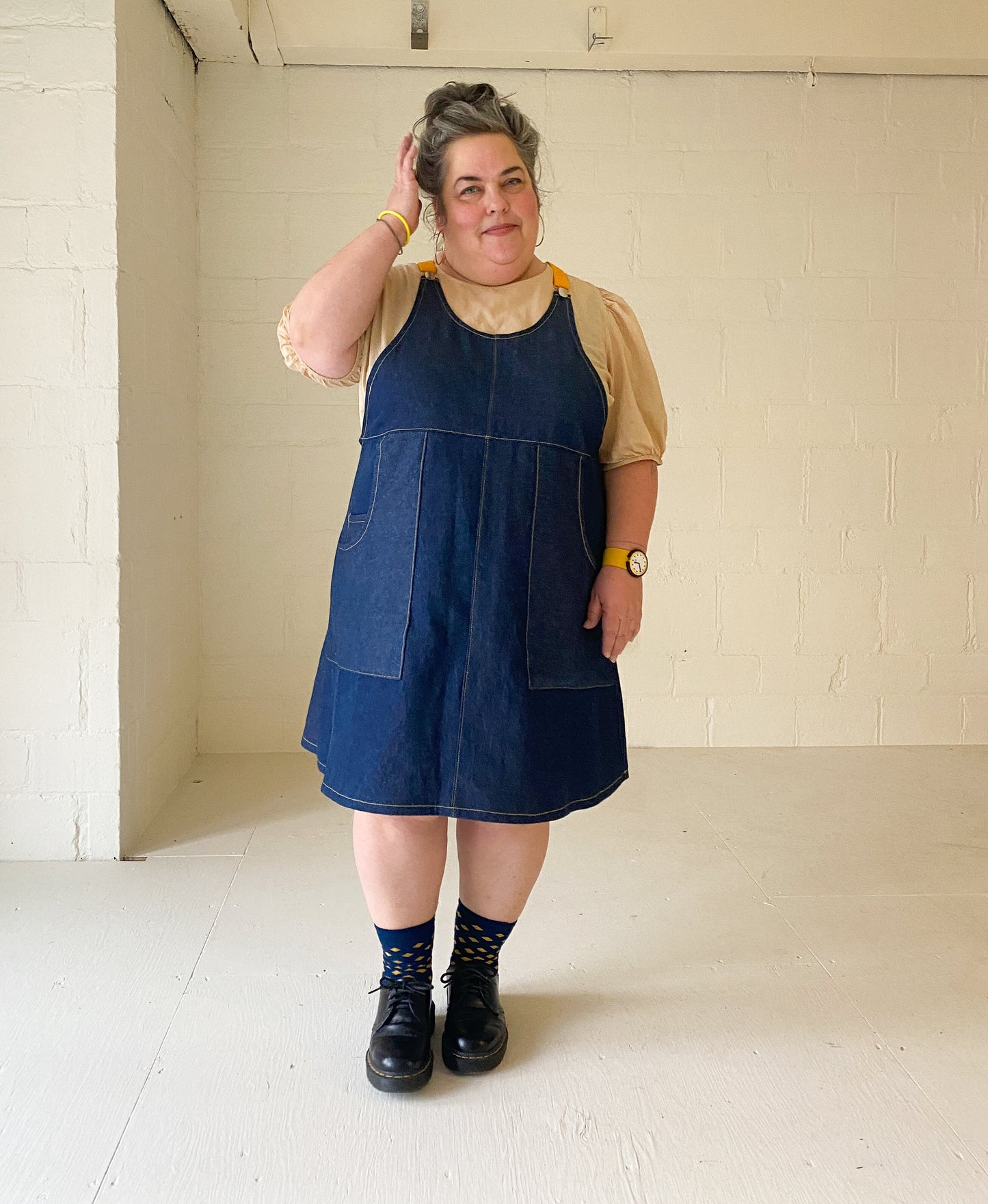 Made To Order Blue Denim Suspender Dress