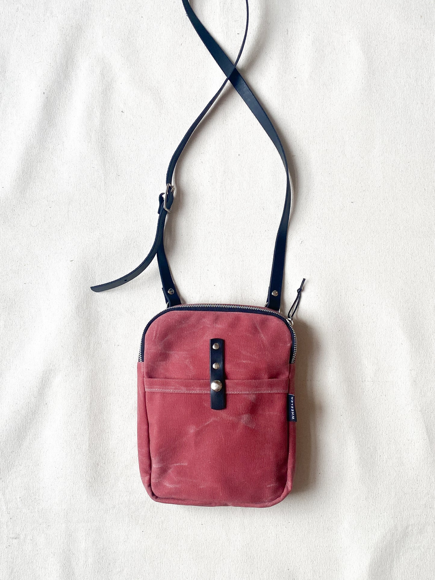 Waxed Canvas Mini Messenger in Nautical Red. 