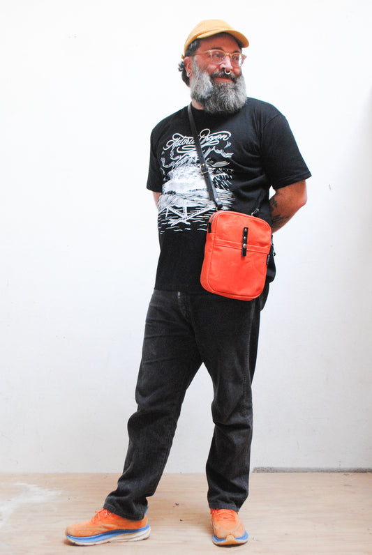 Handmade mini messenger bag in multiple colors, made in Astoria Oregon