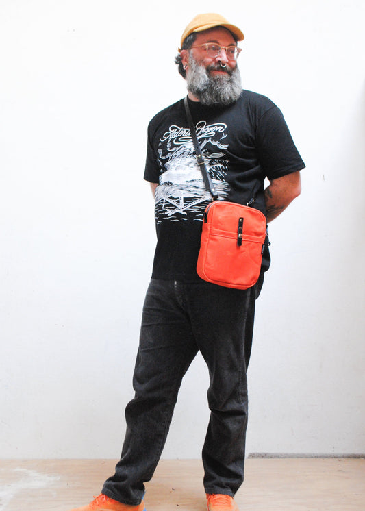 Handmade mini messenger bag in multiple colors, made in Astoria Oregon
