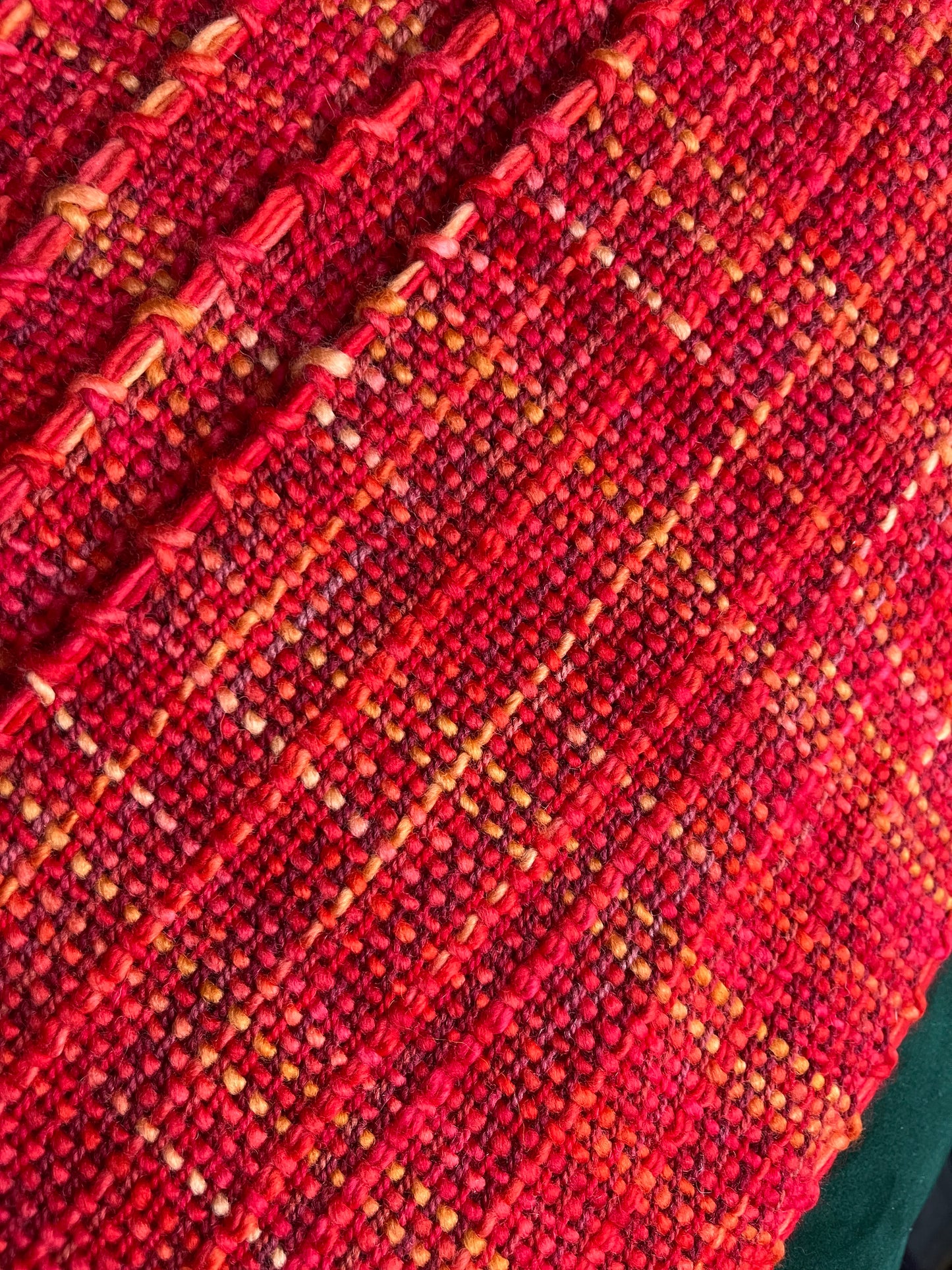 Red Fire Handwoven Scarf by The Village Weaver