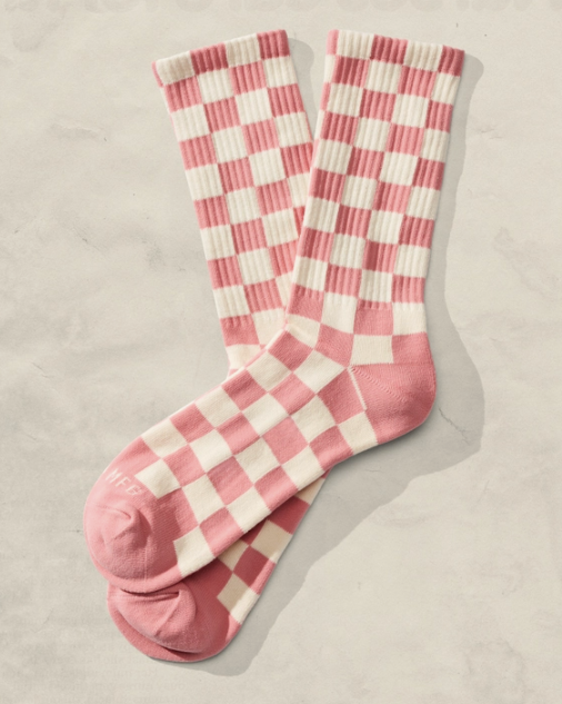 Checkerboard Socks - Blush & Cream
