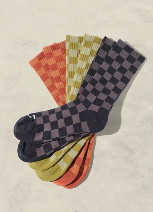 Tonal Checkerboard Socks - Cactus