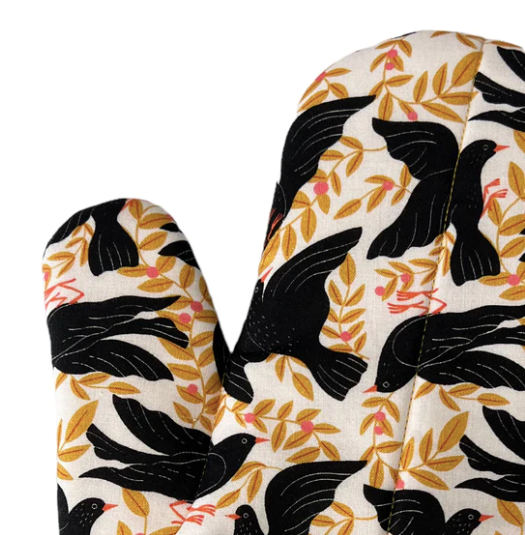 Black Birds Oven Mitt