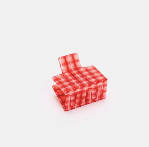 Midi Box Claw in Red Plaid