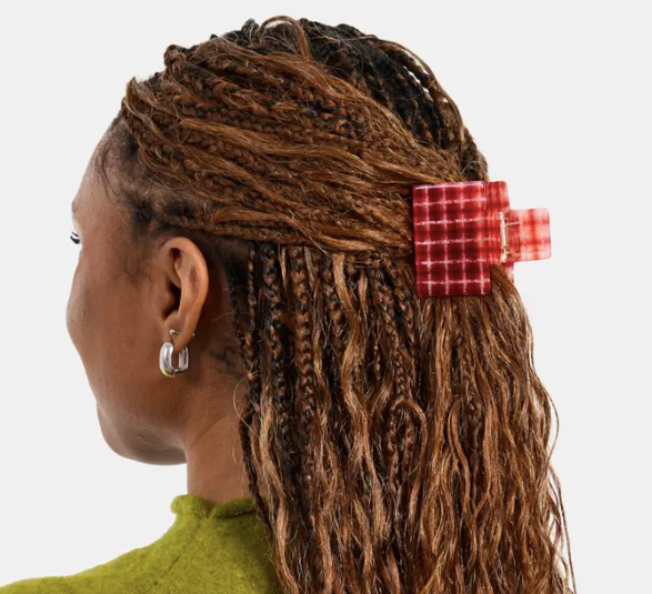 Midi Box Claw in Red Plaid