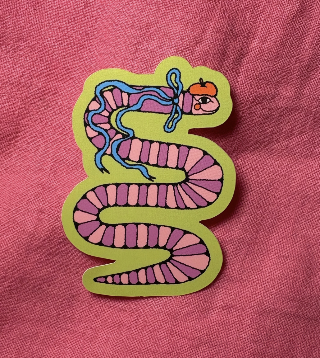 Silly Worm Sticker