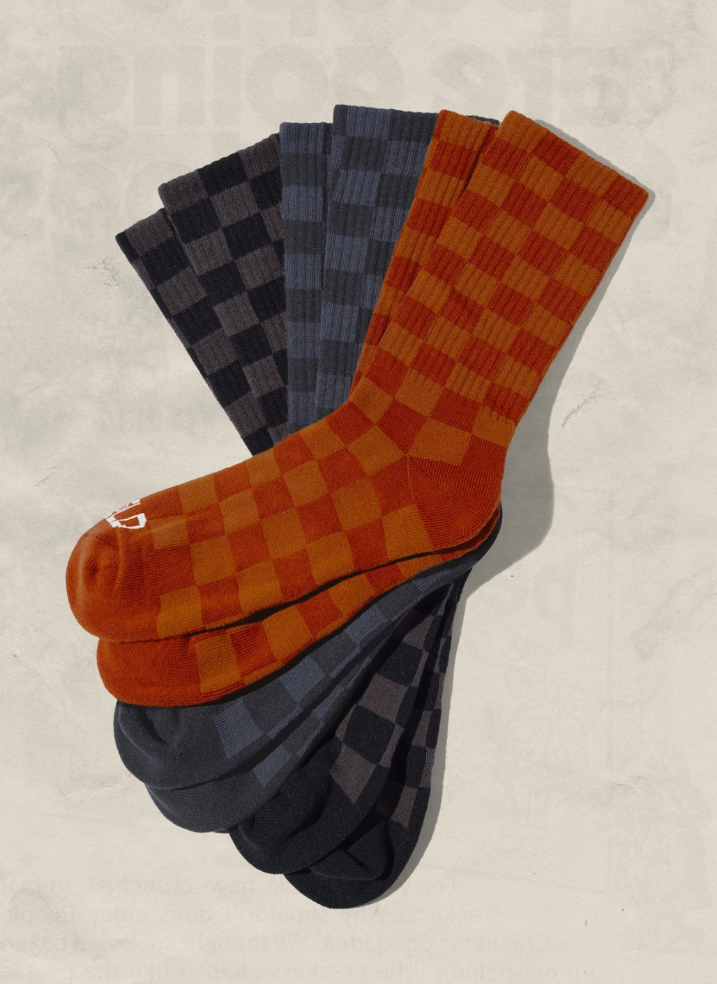 Tonal Checkerboard Socks - Black