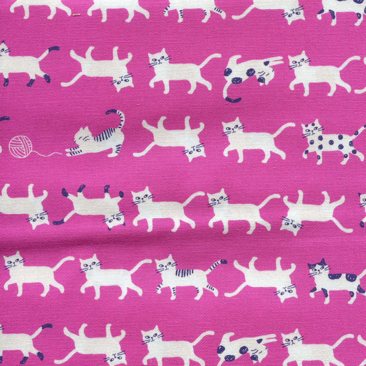 Kokka Cats Fabric - Pink