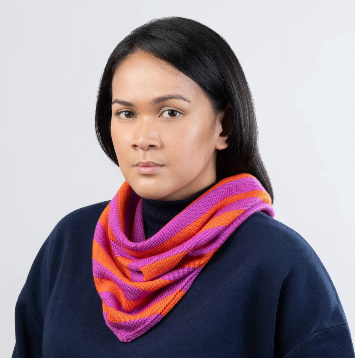 Simple Stripe Triangle Scarf - Poppy Magenta