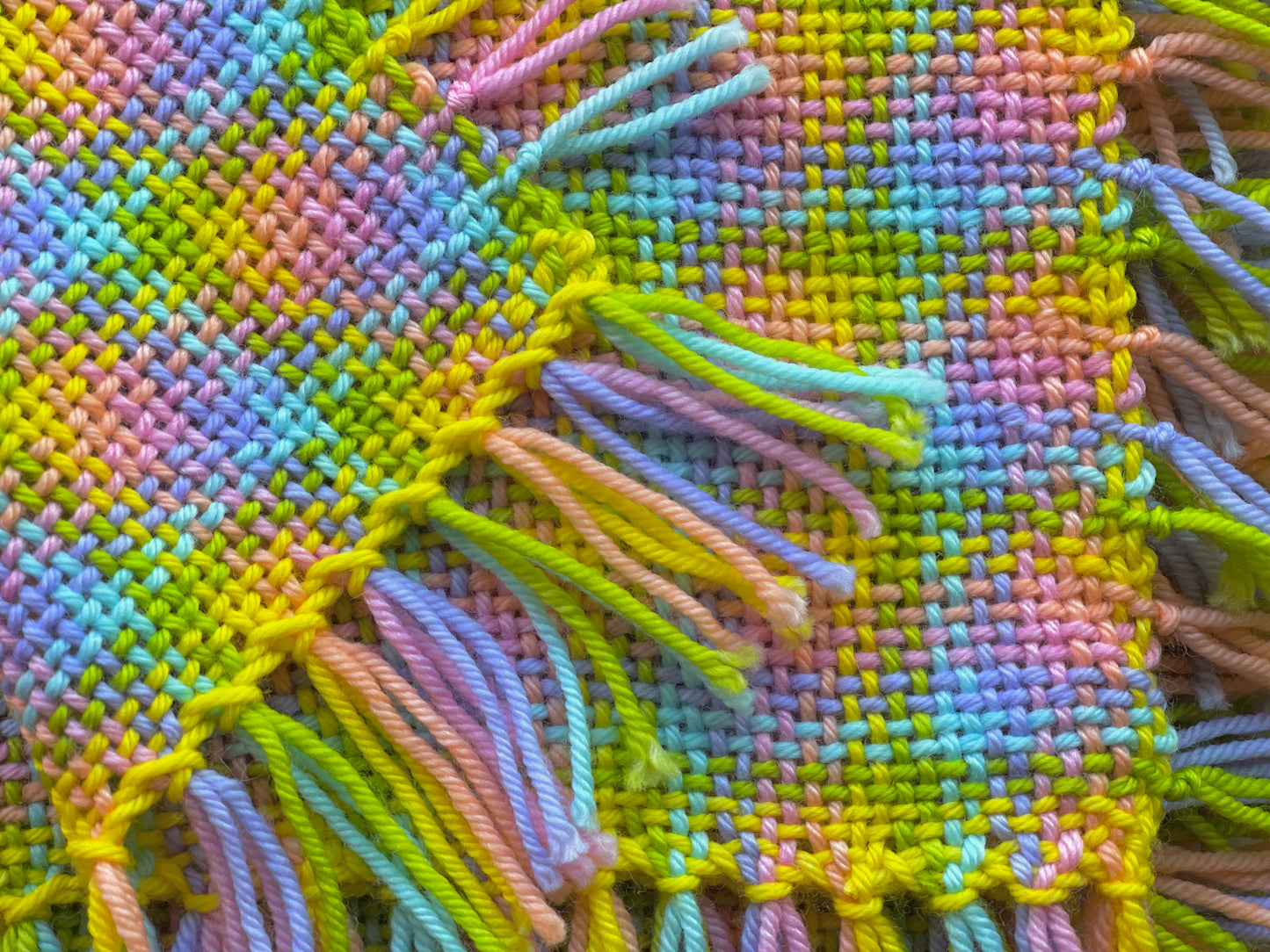 Pastel Spring Plaid Handwoven Scarf by The Village Weaver