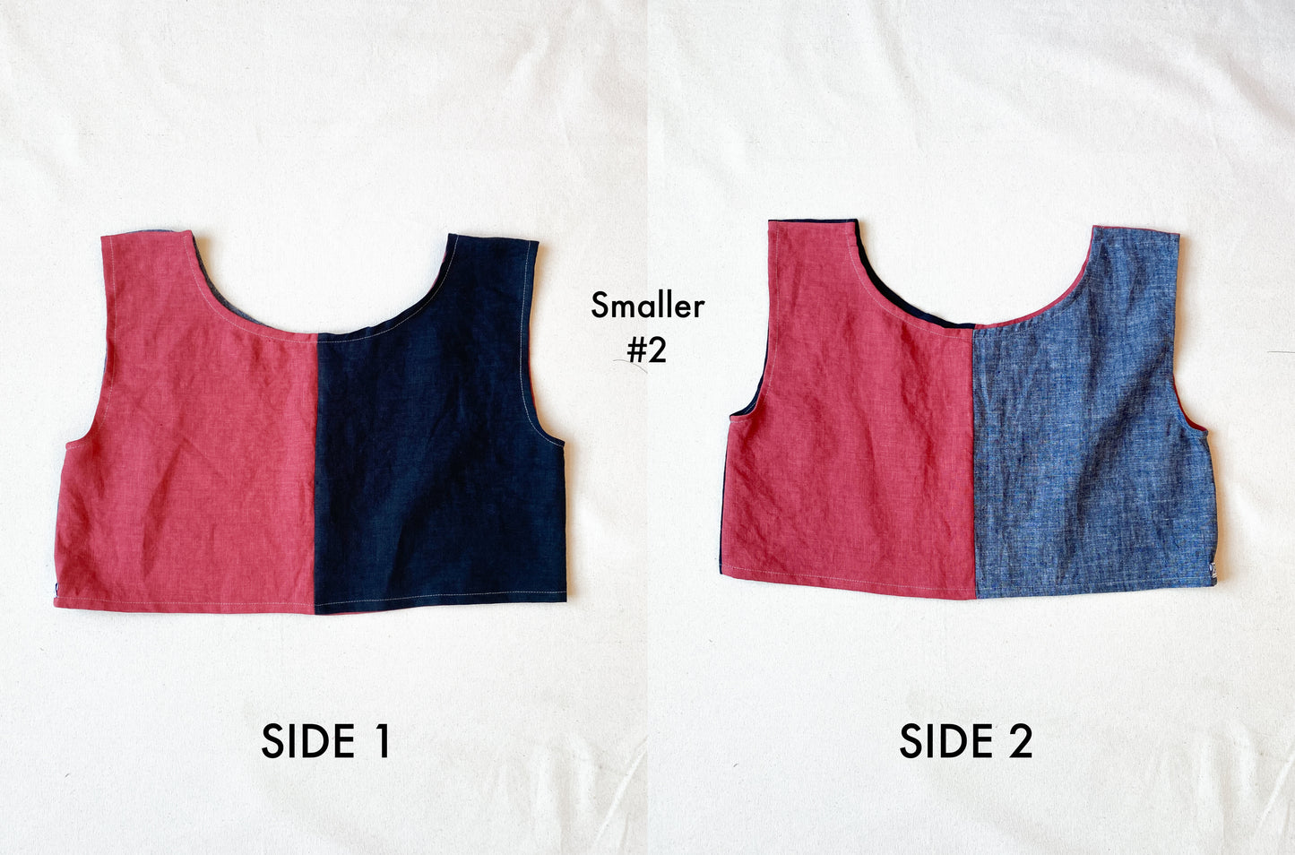 Smaller Tiny Crop with pink, black, and denim panels.
