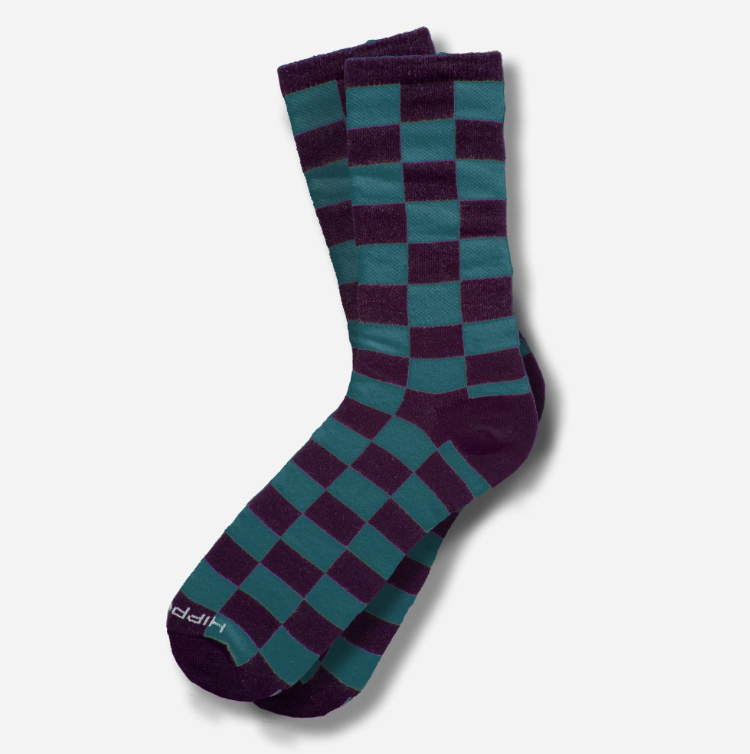 Elderberry Checkered Crew Sock