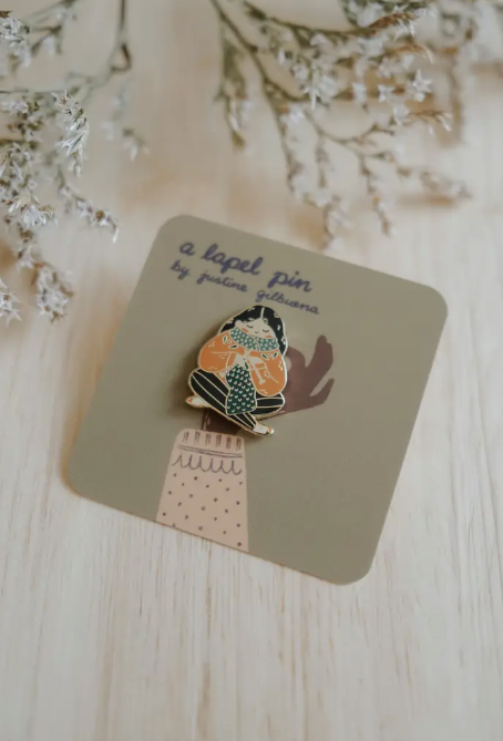 Knitting a Scarf Enamel Pin