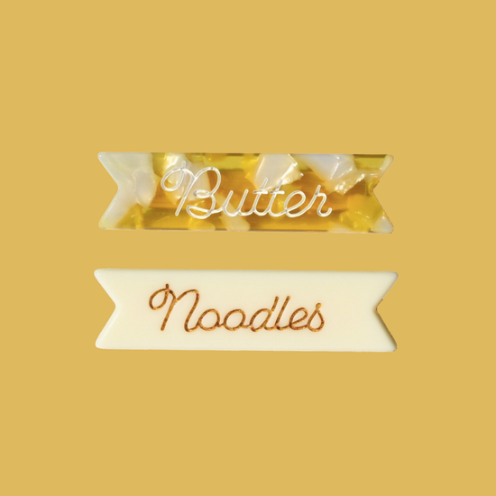 "Butter" & "Noodles" hair clip set