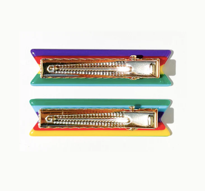 Rainbow Stripe Hair Clip Set