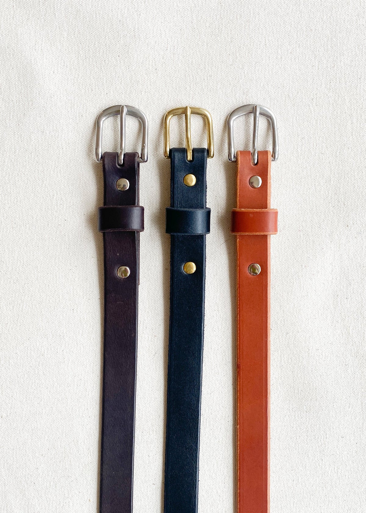 Three varieties of leather belts