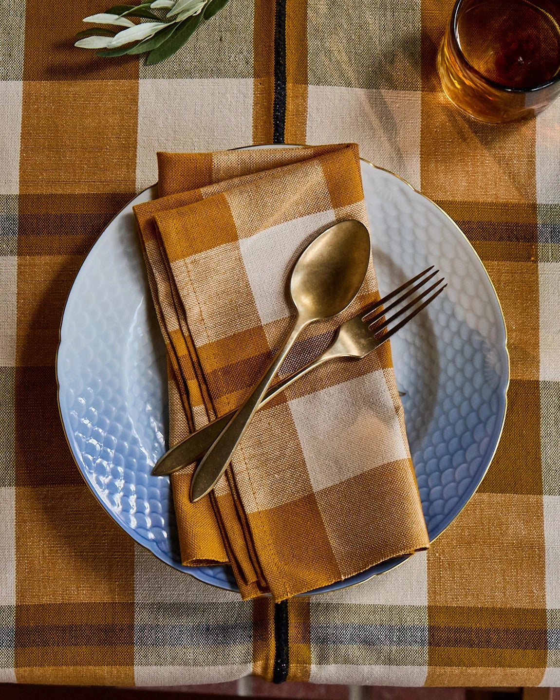 Handwoven Cotton Charleston Plaid Napkin Pair - Sunflower