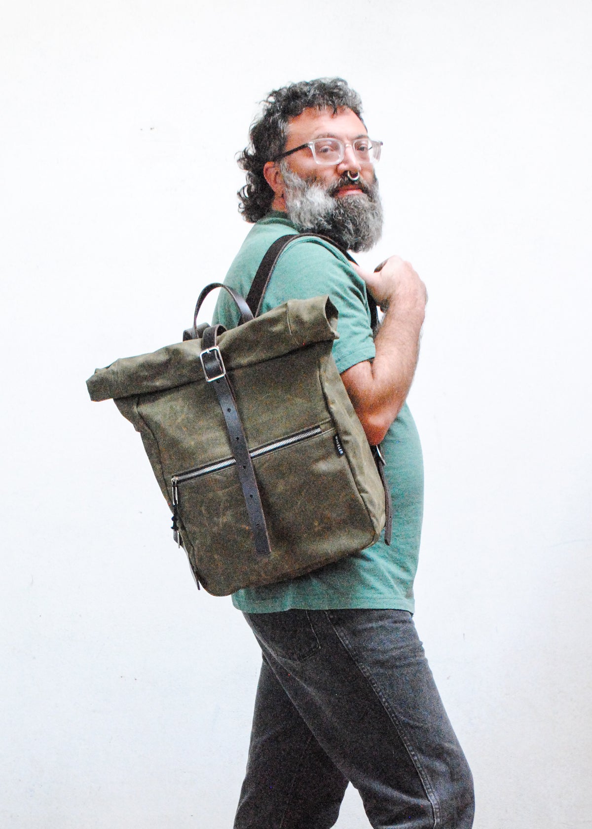 Waxed Canvas Roll Top Backpack