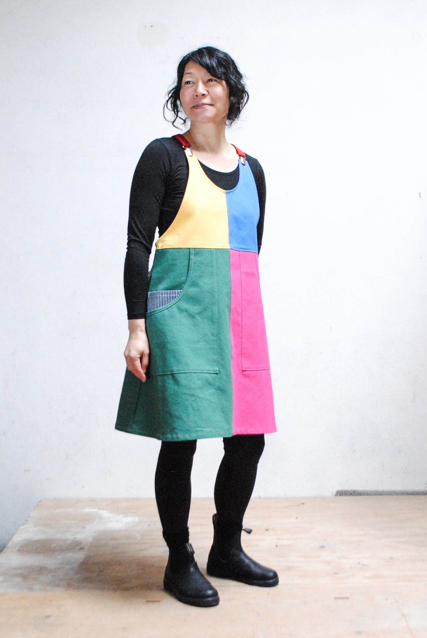 Organic Canvas Colorblock Suspender Dress