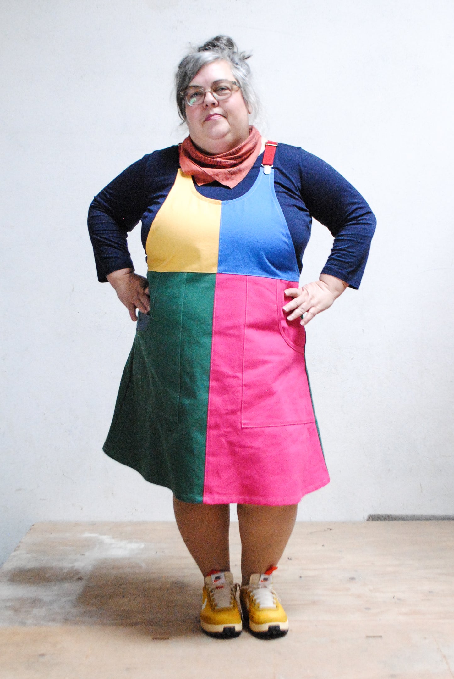 Organic Canvas Colorblock Suspender Dress