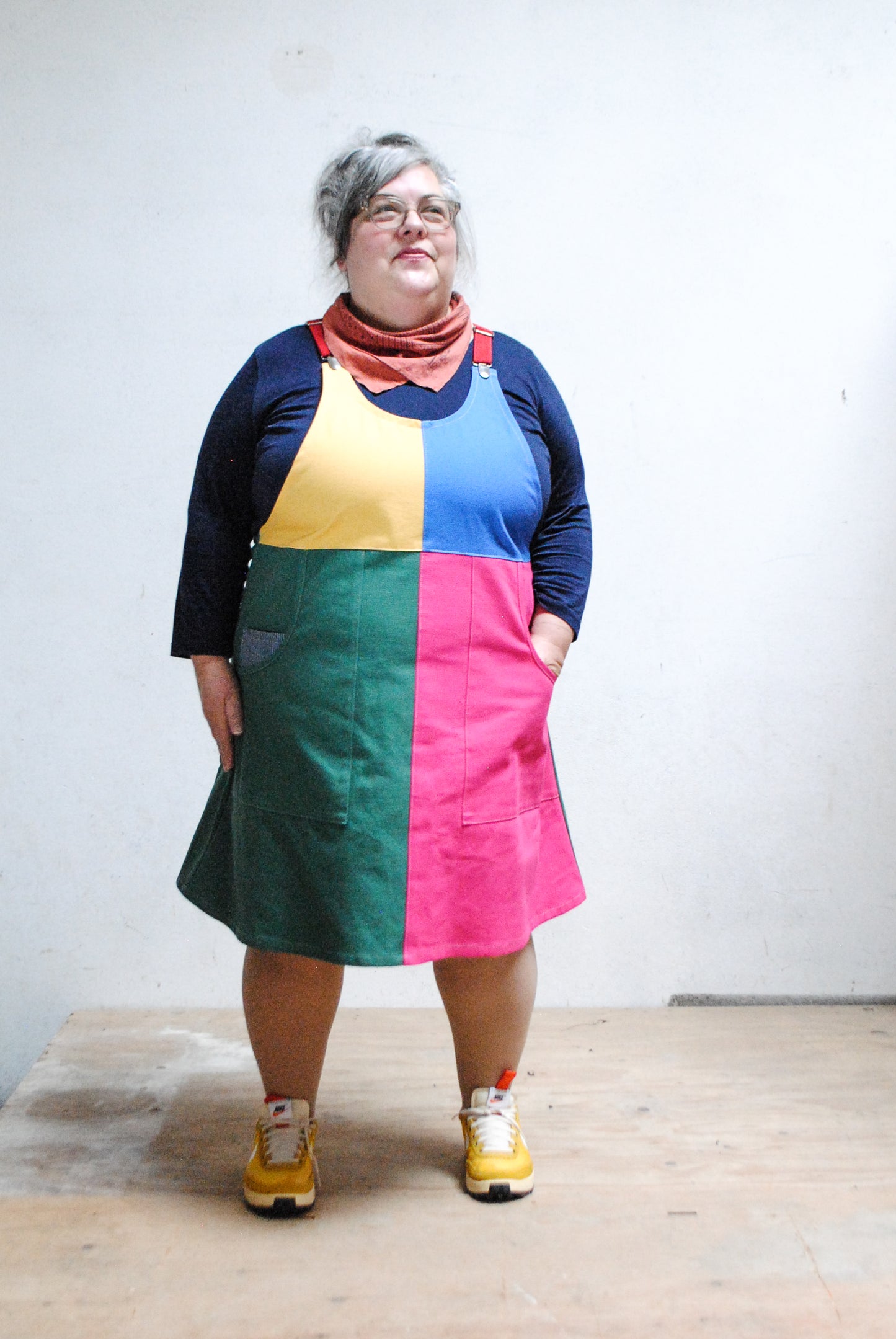 Organic Canvas Colorblock Suspender Dress