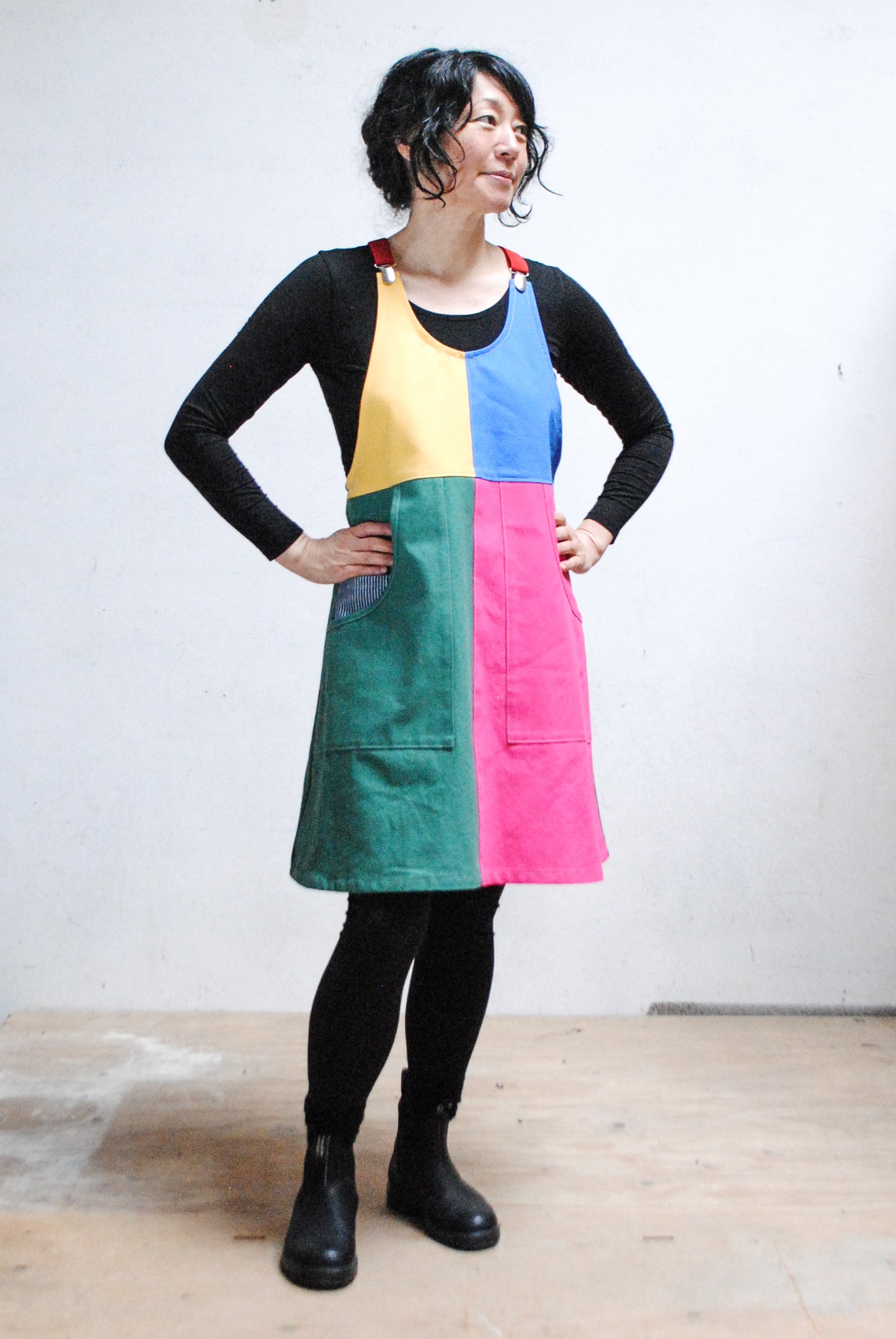 Organic Canvas Colorblock Suspender Dress