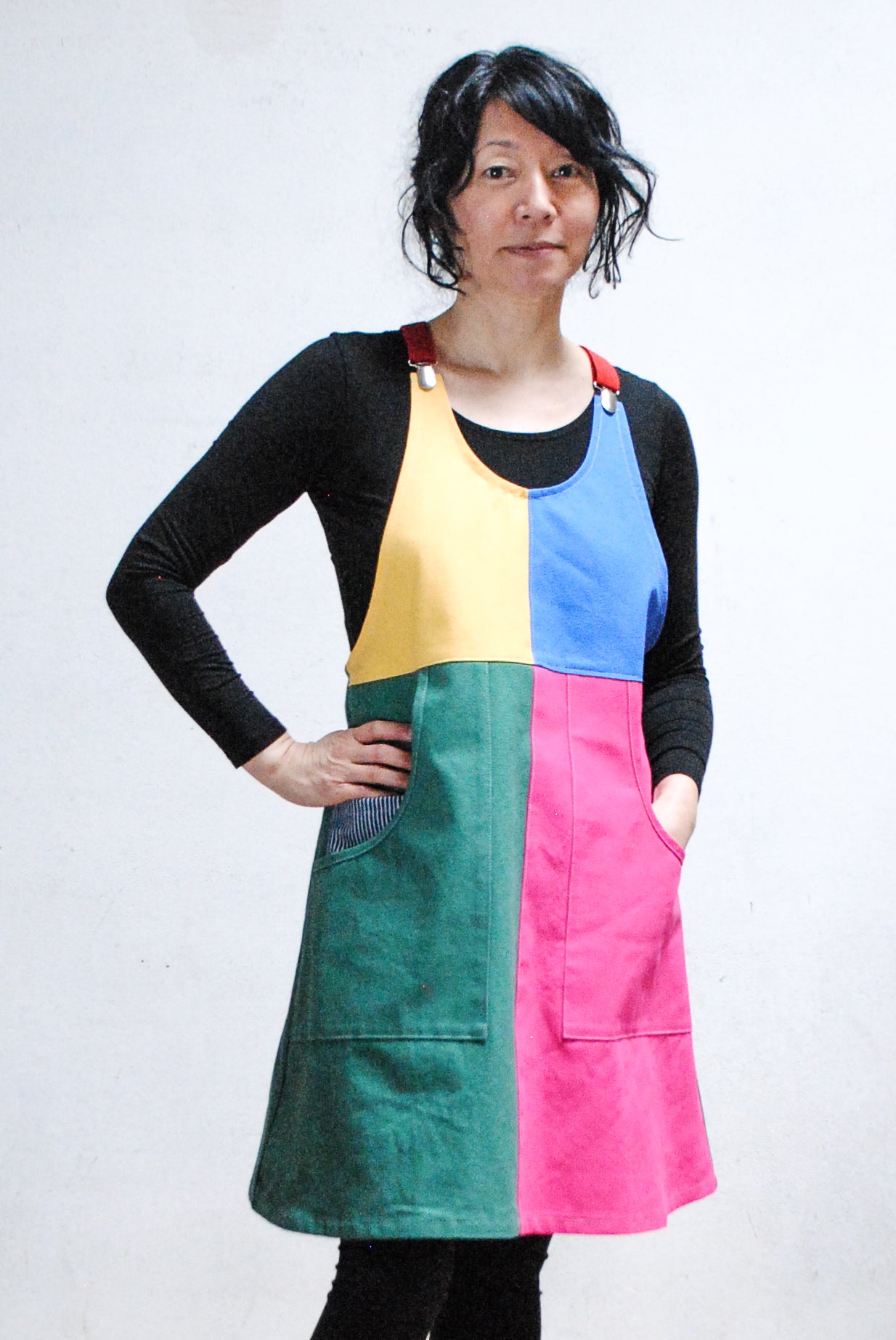 Organic Canvas Colorblock Suspender Dress