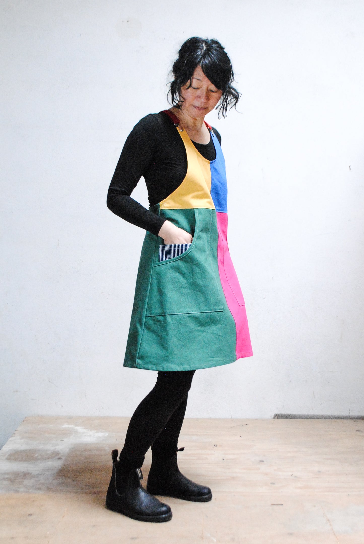 Organic Canvas Colorblock Suspender Dress