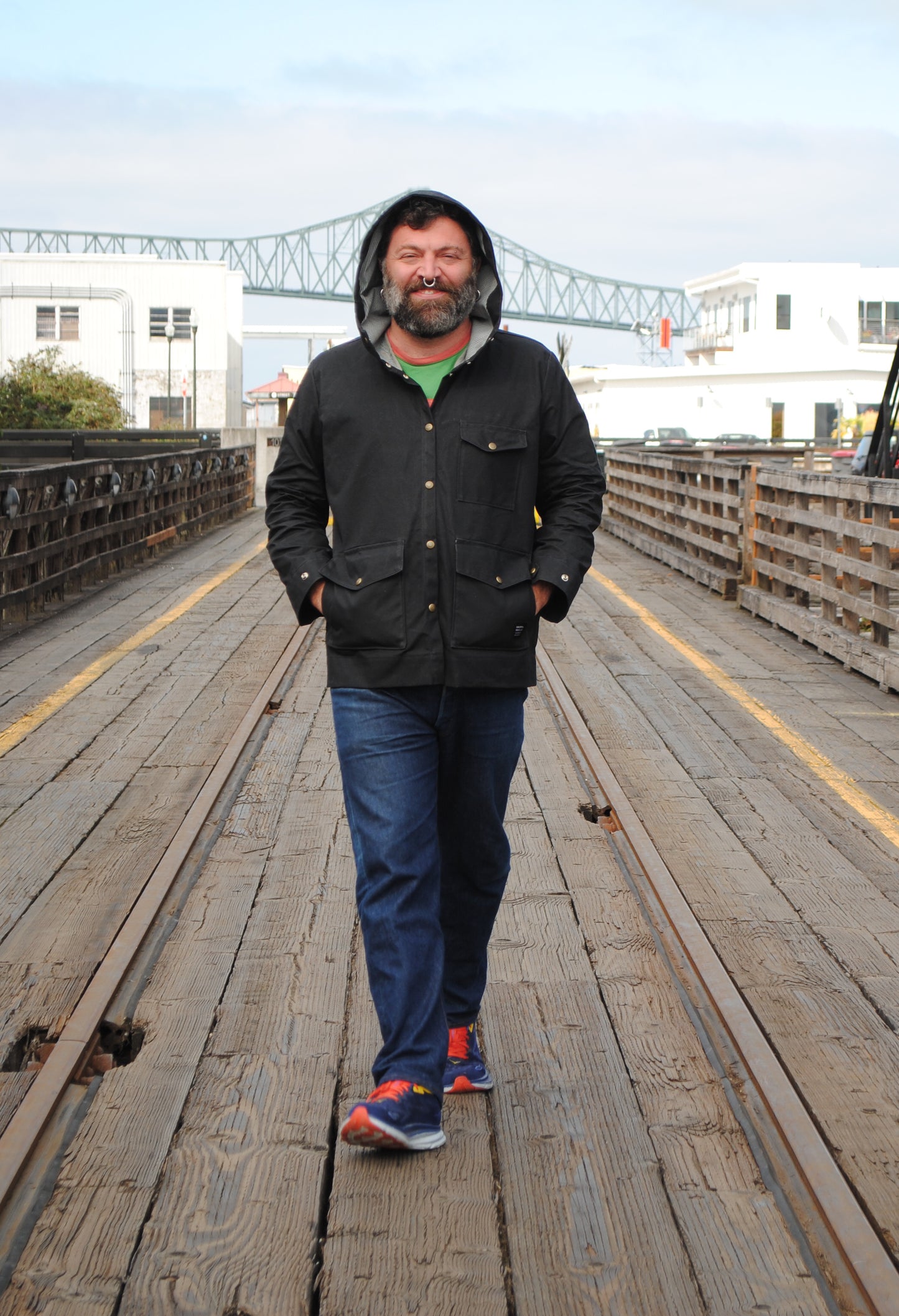 S+W Waxed Canvas Rain Jacket - Black