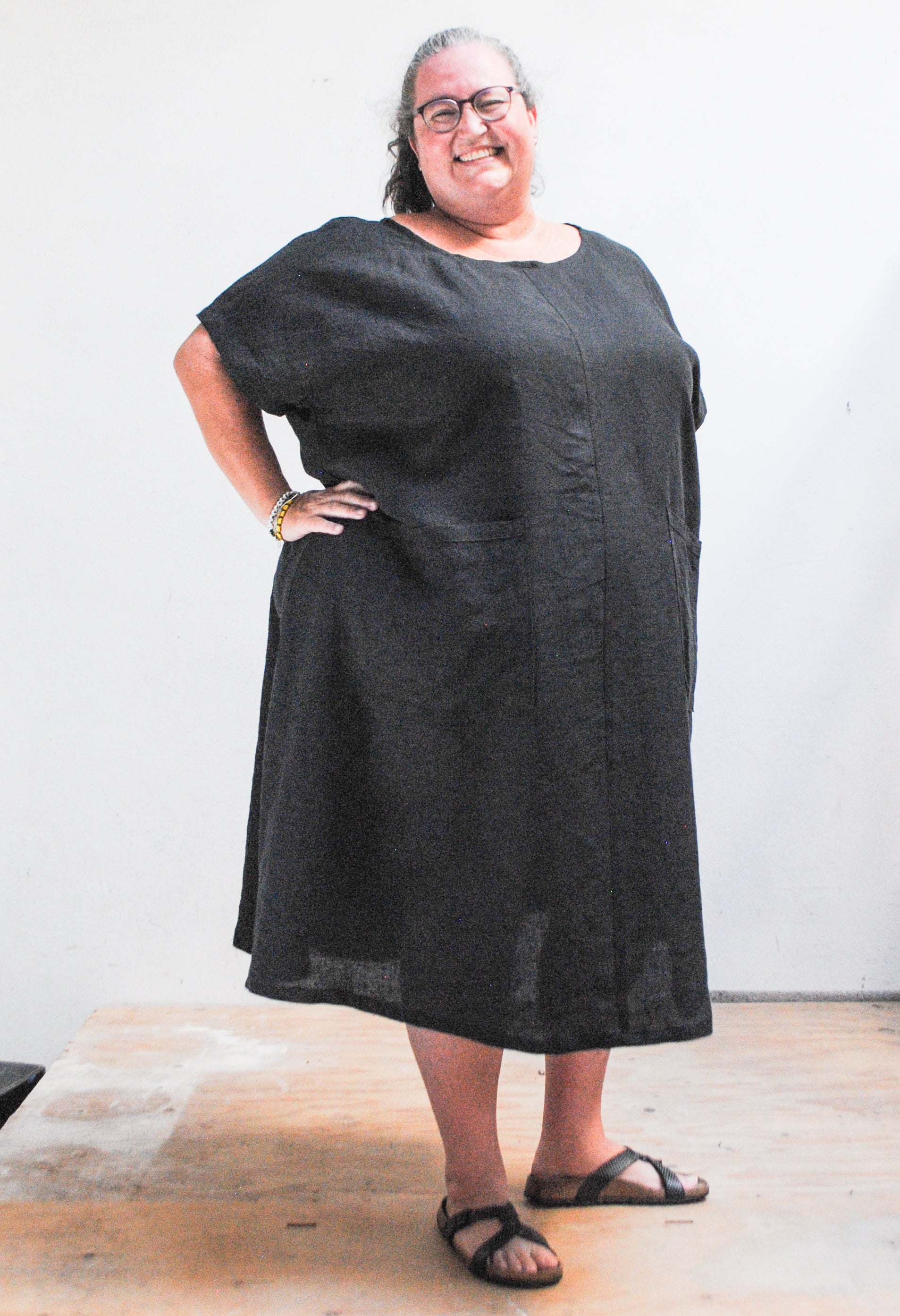 Basic Dress - Black Linen - 4XL Basic Dress - Black Linen - 4XL