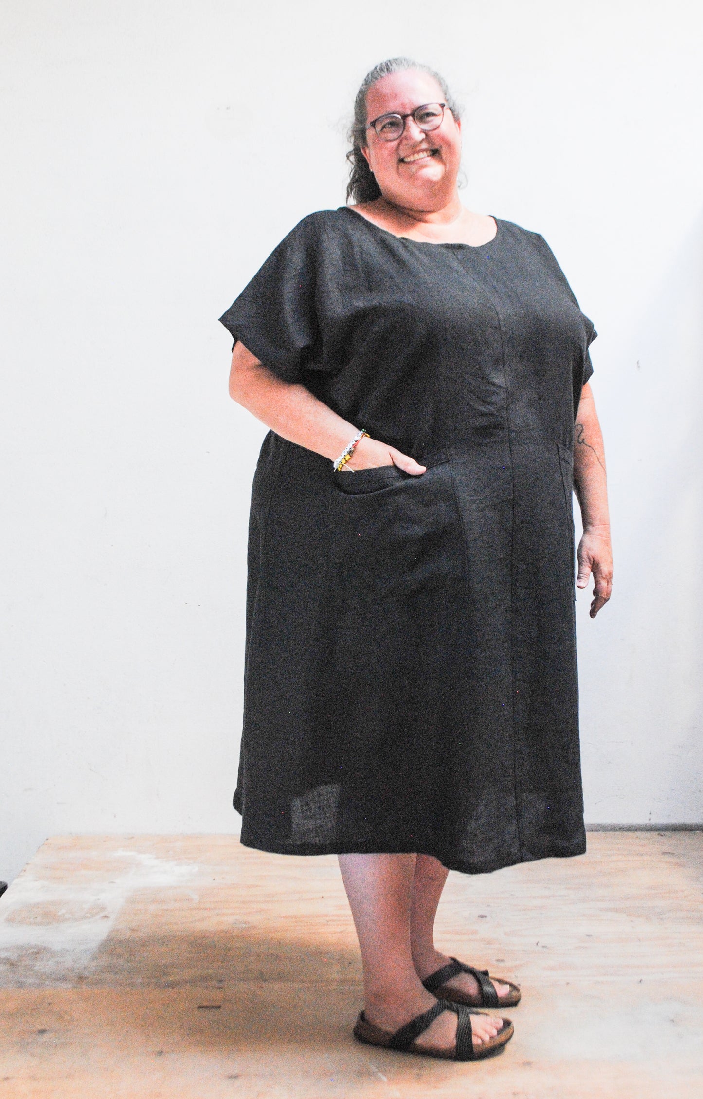Basic Dress - Black Linen - 4XL Basic Dress - Black Linen - 4XL