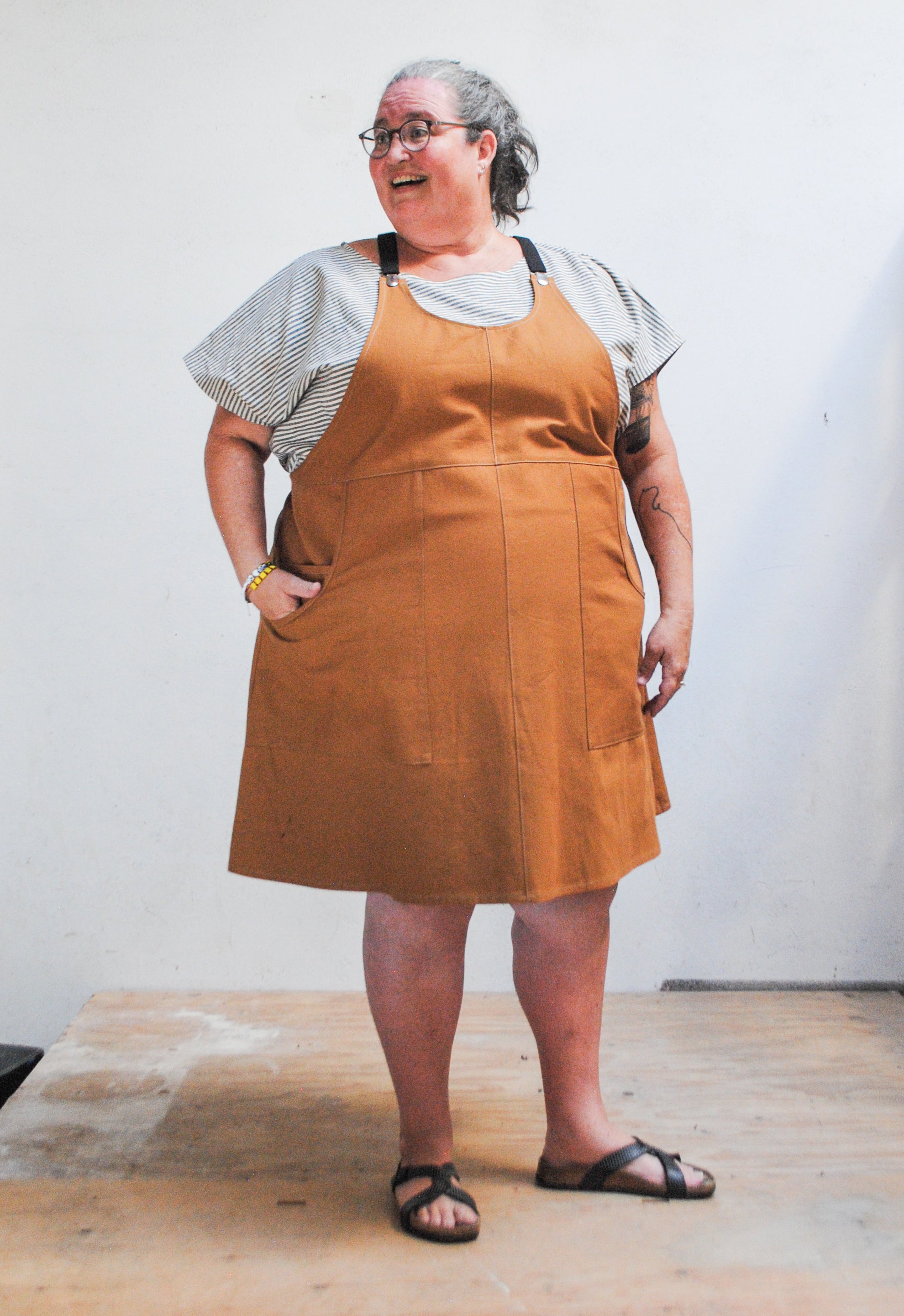 Caramel Canvas Suspender Dress – Shift + Wheeler