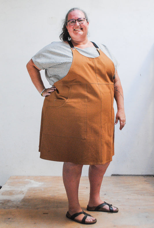 Caramel Canvas Suspender Dress