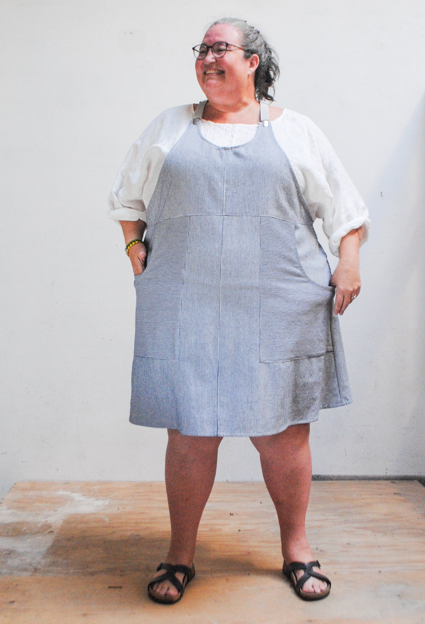 Railroad Stripe Suspender Dress